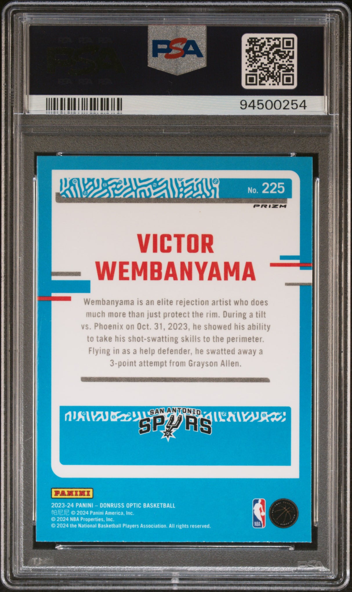 2023 Panini Donruss Optic #225 Victor Wembanyama Holo PSA 10