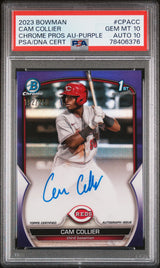 2023 Bowman Chrome Cam Collier Auto Purple PSA 10/10