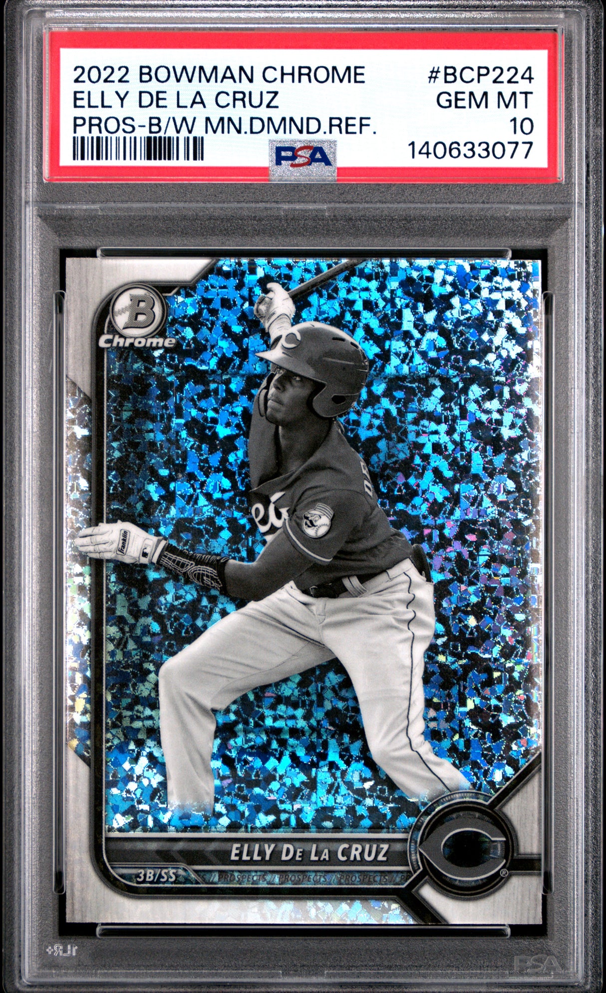 2022 Bowman Chrome Prospects Elly De La Cruz B/W Mini Diamond PSA 10