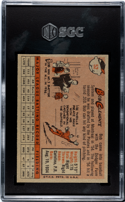 1958 Topps #52 Bob Clemente SGC 5