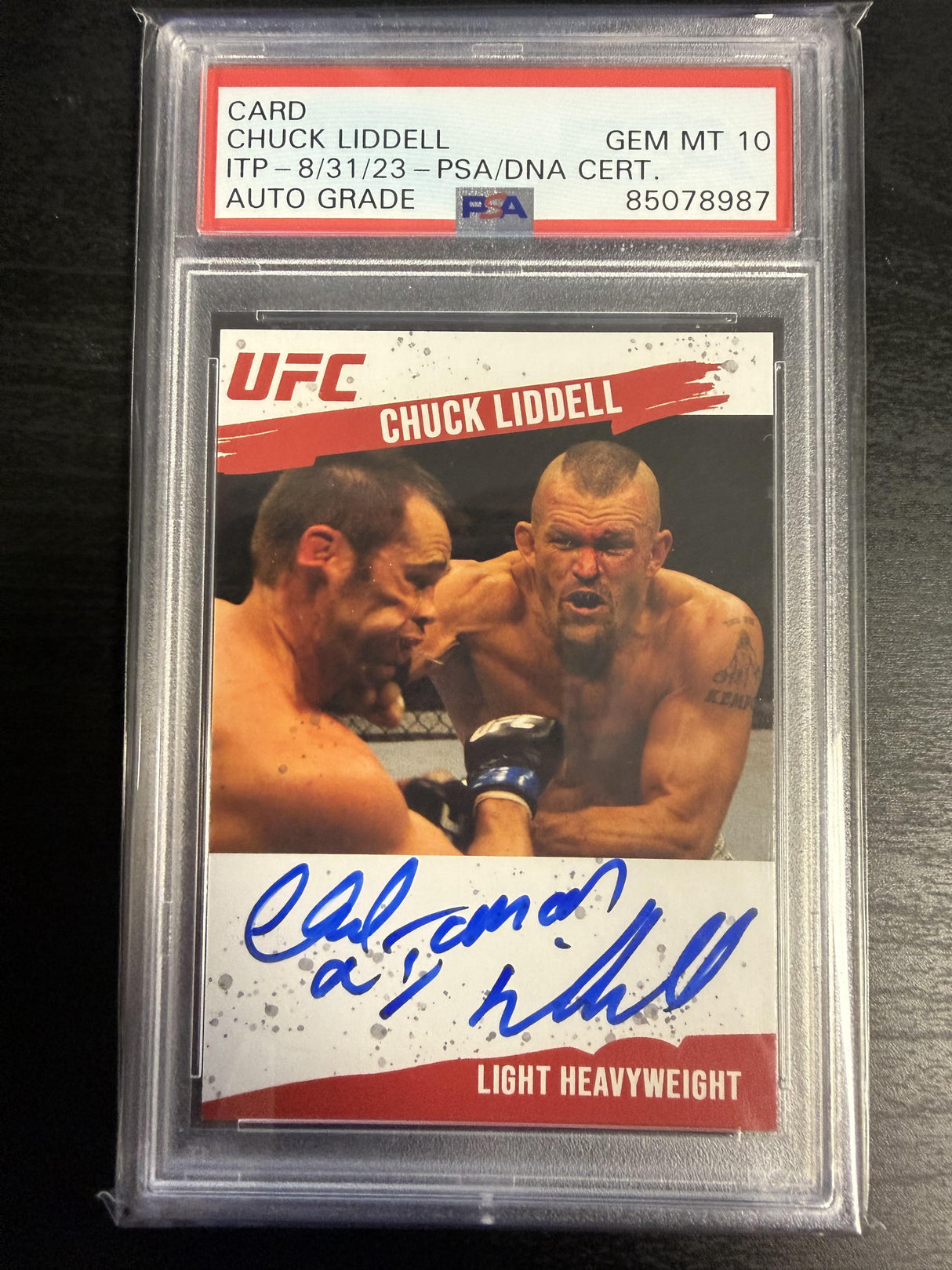 UFC Chuck Lidell Inscribed "ICEMAN" Auto PSA 10
