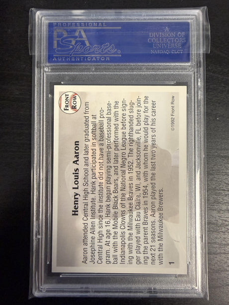 1992 Front Row All-Time Greats Hank Aaron Signature Series Authentic