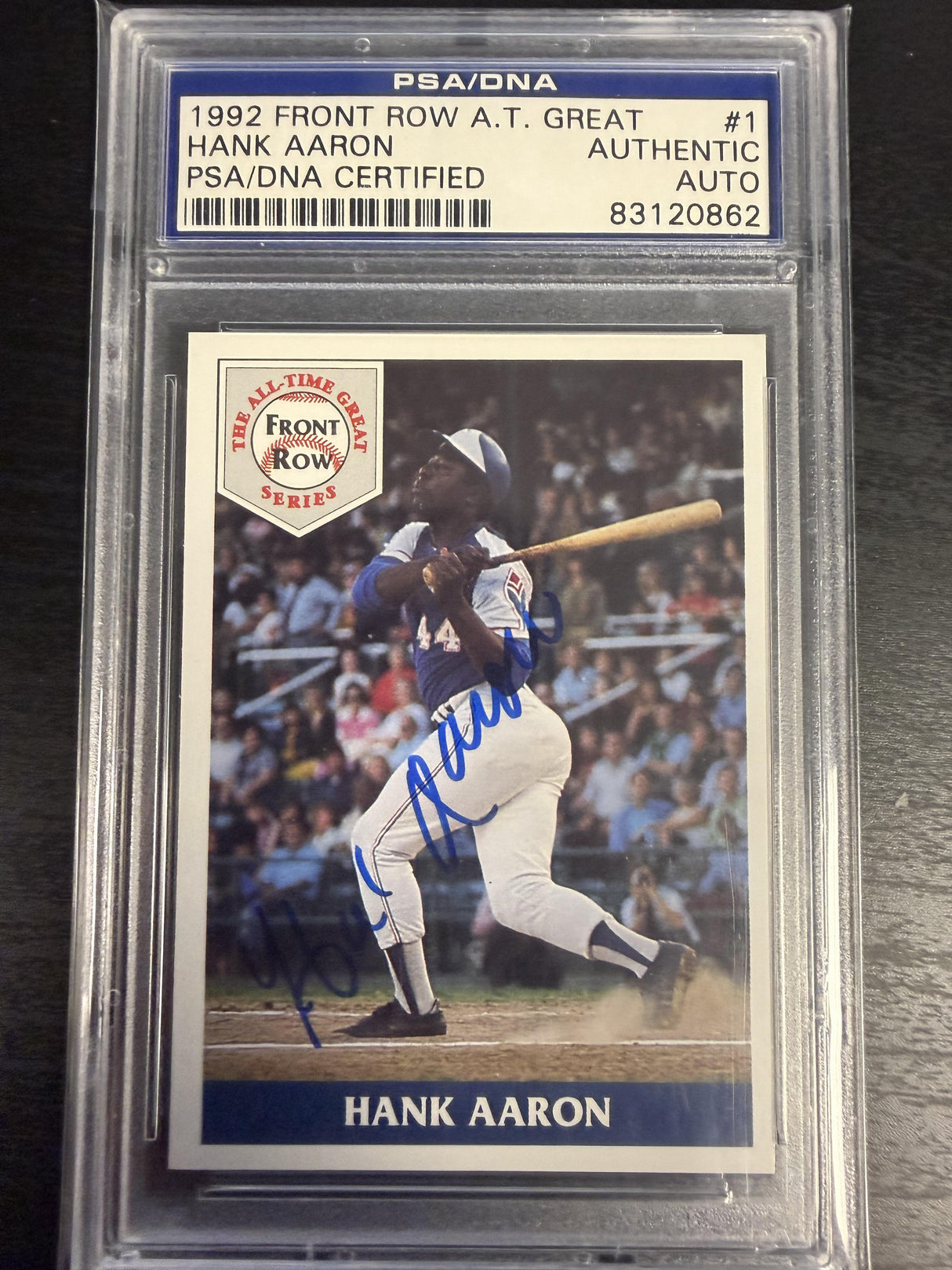 1992 Front Row All-Time Greats Hank Aaron Signature Series Authentic