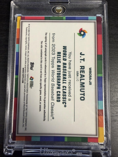 2023 Topps World Baseball Classic J.T. Realmuto Auto Relic Black Difractor /10