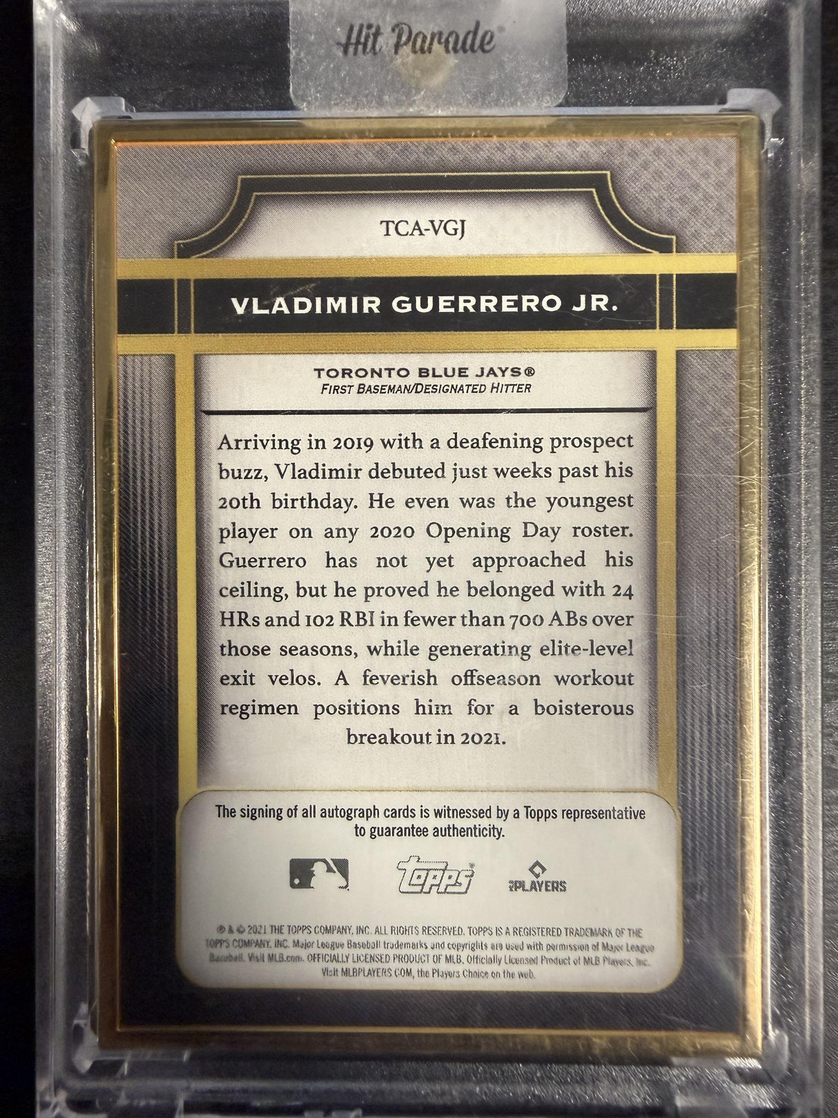 2021 Topps Transcendent Collection Vladimir Guerrero Jr. Emerald Auto /15