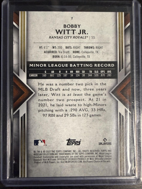 2022 Topps Museum Collection #7 Bobby Witt Jr.
