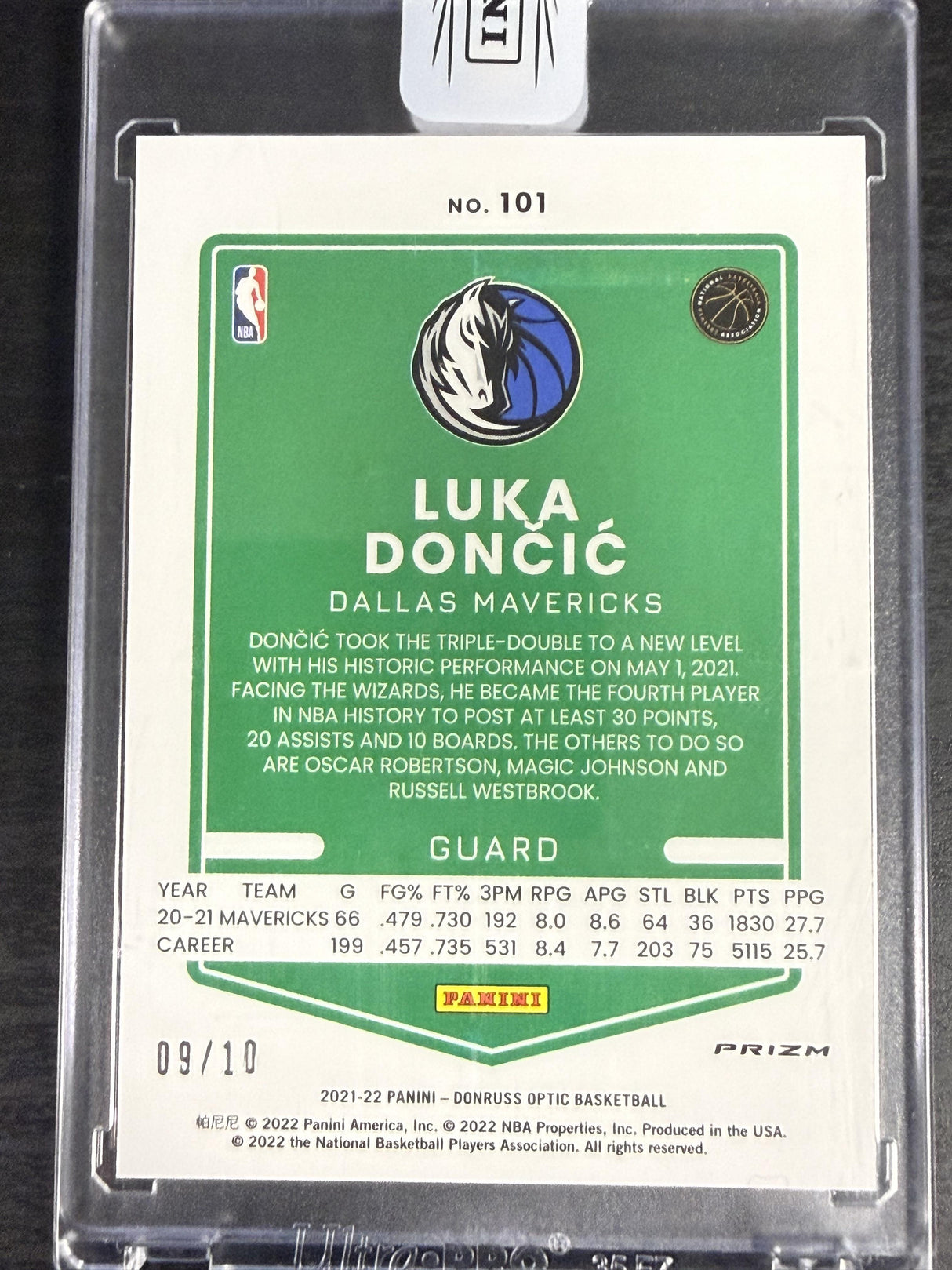 2021-22 Donruss Optic Luka Doncic Fast Break Gold /10
