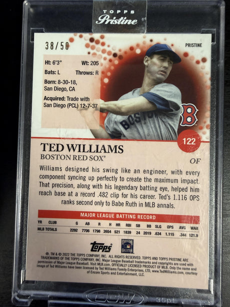 2022 Topps Pristine Ted Williams Pristine Gold Refractor /50