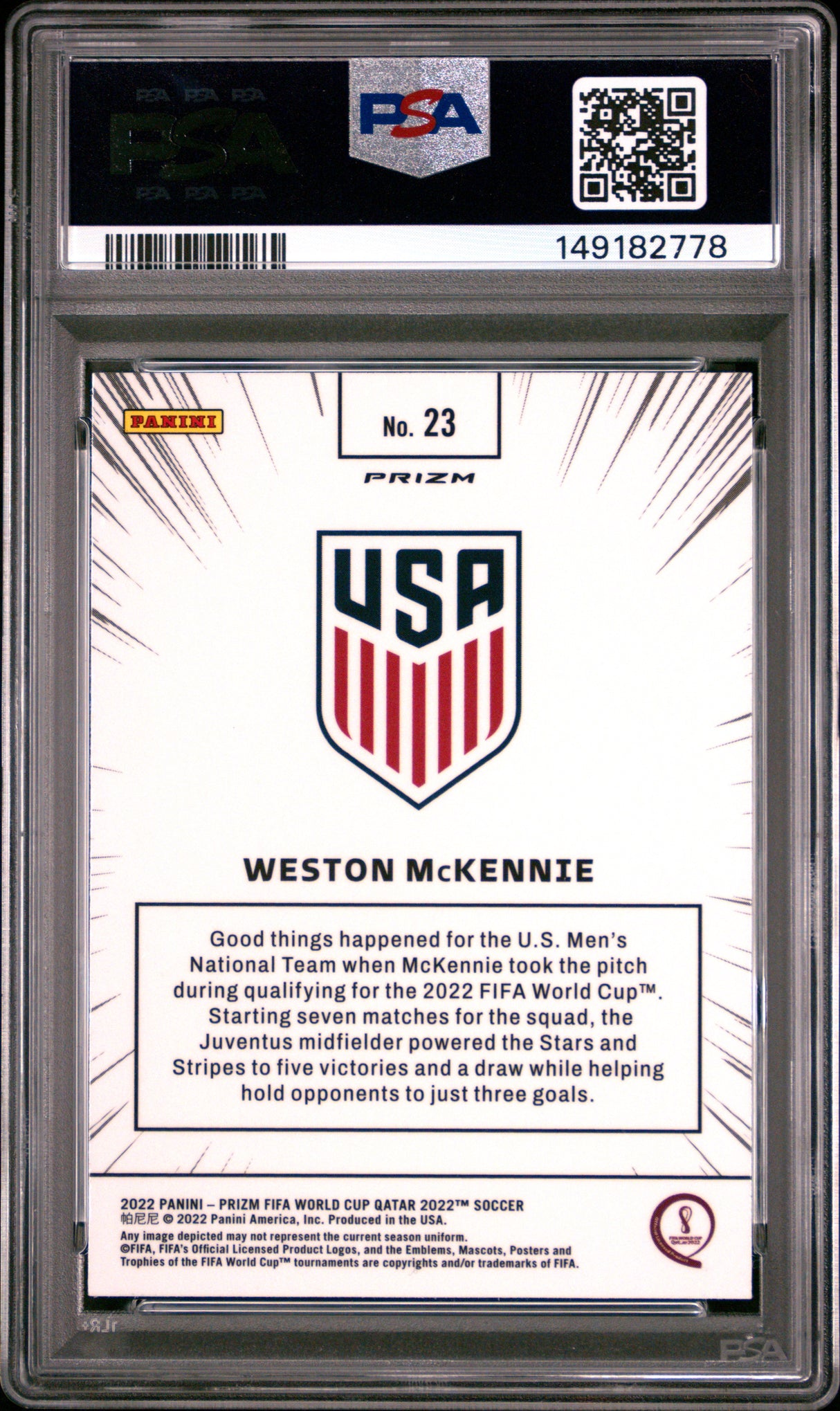 2022 Panini Prizm World Cup Qatar Manga #23 Weston Mckennie Manga PSA 10