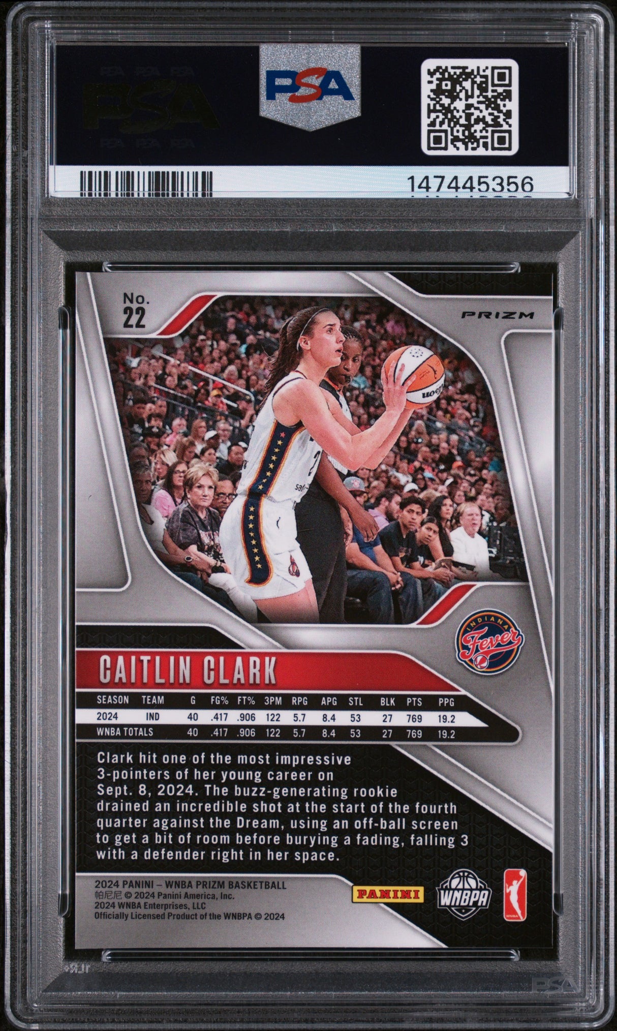 2024 Panini Prizm Wnba #22 Caitlin Clark Green Prizm PSA 10