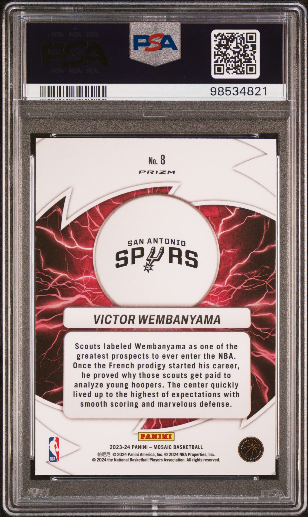 2023 Panini Mosaic Victor Wembanyama Thunder Road Green PSA 10