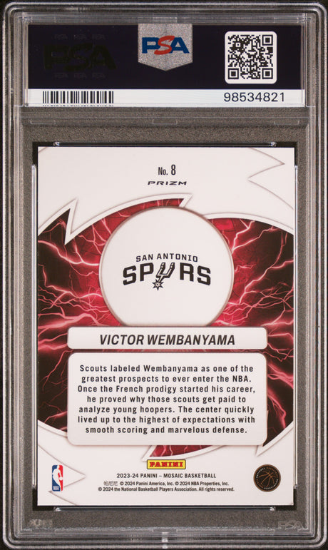 2023 Panini Mosaic Victor Wembanyama Thunder Road Green PSA 10