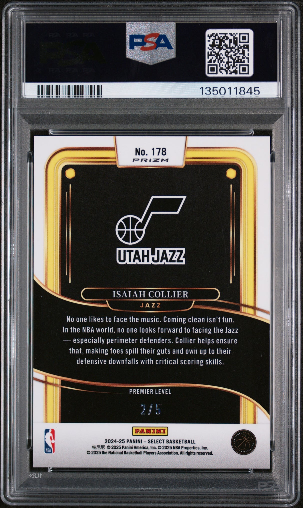 2024 Panini Select #178 Isaiah Collier Green Disco PSA 10