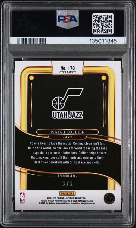 2024 Panini Select #178 Isaiah Collier Green Disco PSA 10