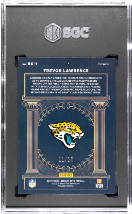 2021 Optic Trevor Lawrence Rookie Kings Black Pandora Prizm /25 SGC 9.5