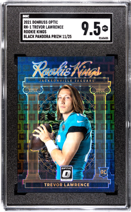2021 Optic Trevor Lawrence Rookie Kings Black Pandora Prizm /25 SGC 9.5