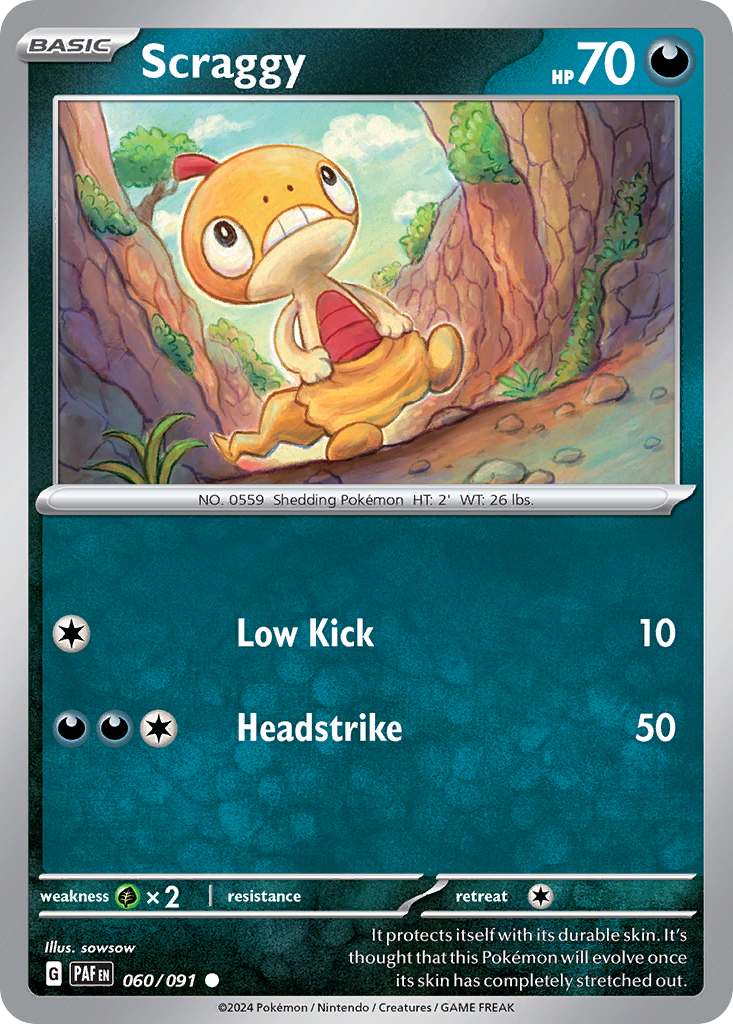 Scraggy (60/91) - [Reverse Holo] Paldean Fates (PAF)