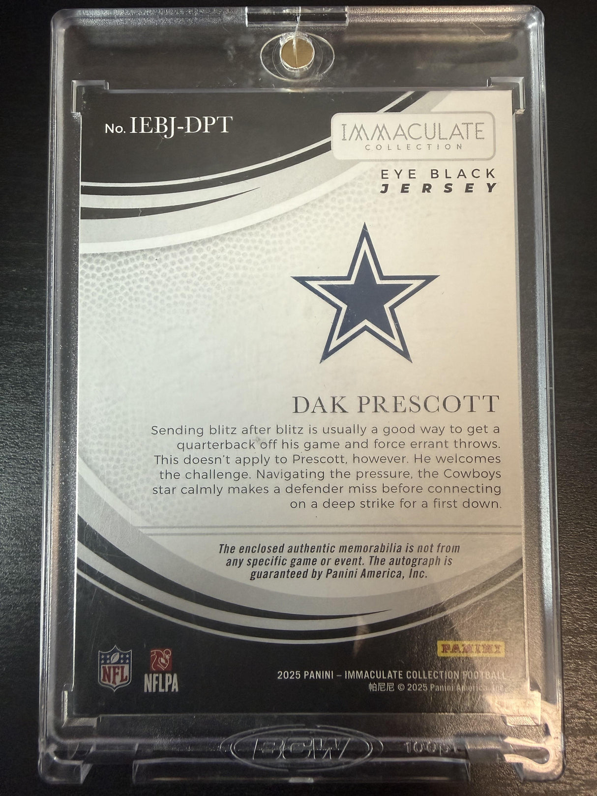 2025 Immaculate Dak Prescott Immaculate Eye Black Jersey Auto /49