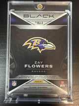2023 Panini Black #BOJ-8 Zay Flowers Blacked Out Jersey Autographs Ruby