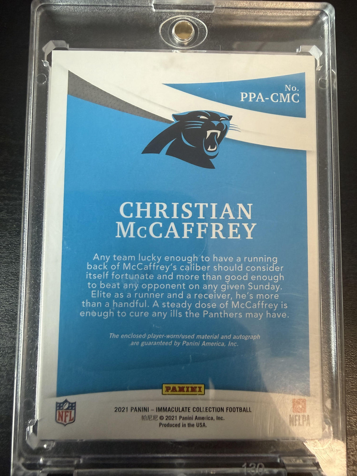 2021 Immaculate Christian McCaffrey Premium Patch Auto /49