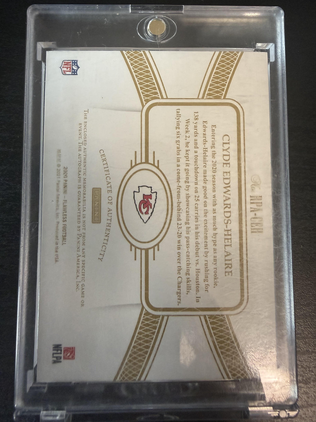 2020 Flawless Clyde Edwards-Helaire Rookie Patch Auto Silver /20