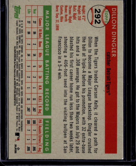 2025 Topps Chrome Platinum Dillon Dingler Speckle Refractor /150