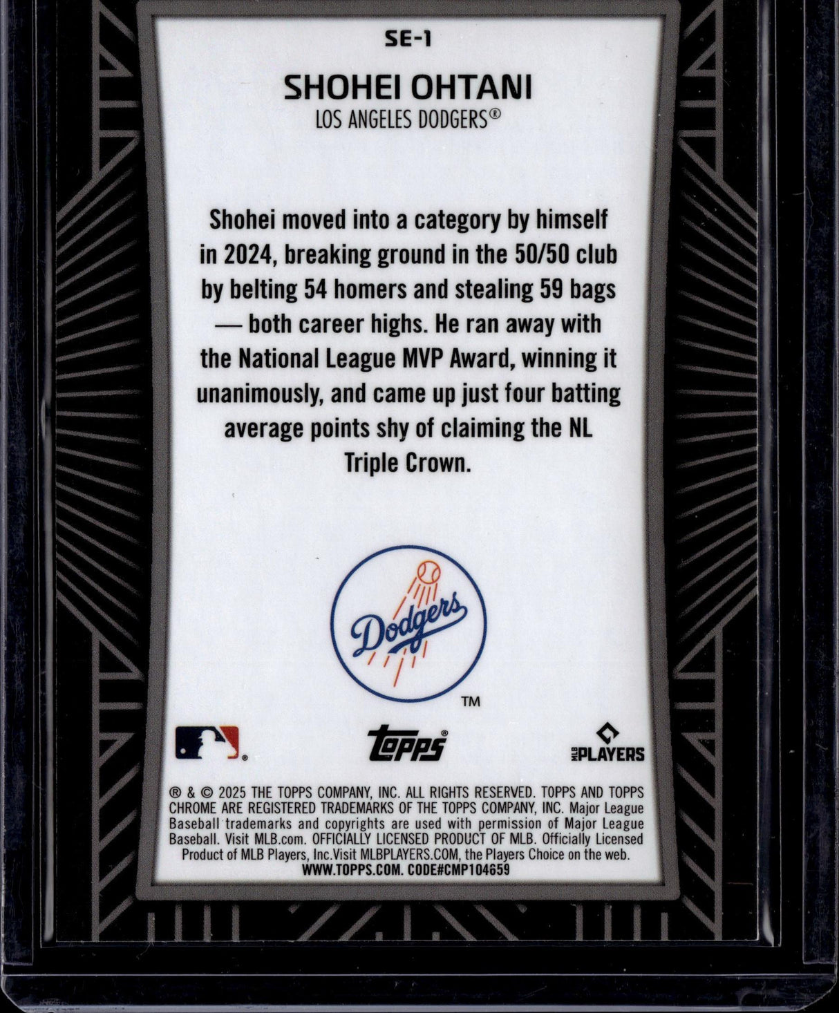 2025 Topps Chrome #SE-1 Shohei Ohtani Shadow Etch