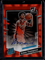 2023-24 Donruss Amen Thompson Rated Rookie Auto Red Laser Holo /49