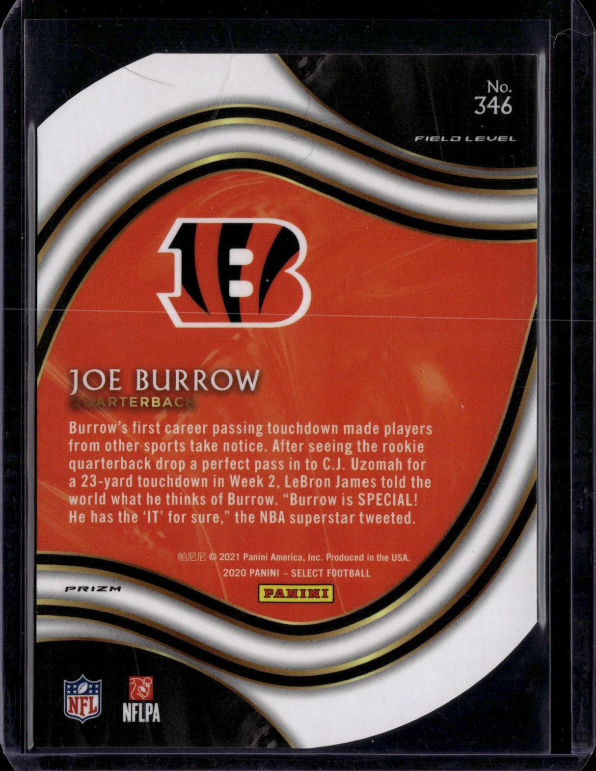 2020 Panini Select #346 Joe Burrow Maroon Prizm Die Cut