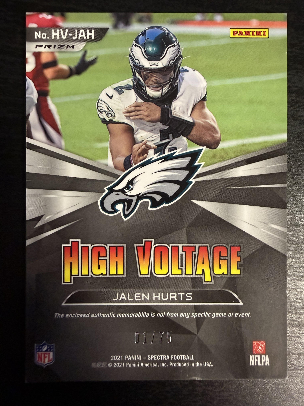 2021 Panini Spectra #HV-JAH Jalen Hurts High Voltage Hyper
