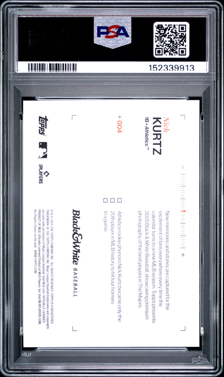 2025 Topps Black And White #4 Nick Kurtz PSA 10