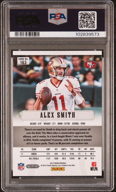 2012 Panini Prizm #163 Alex Smith Green Prizm PSA 9
