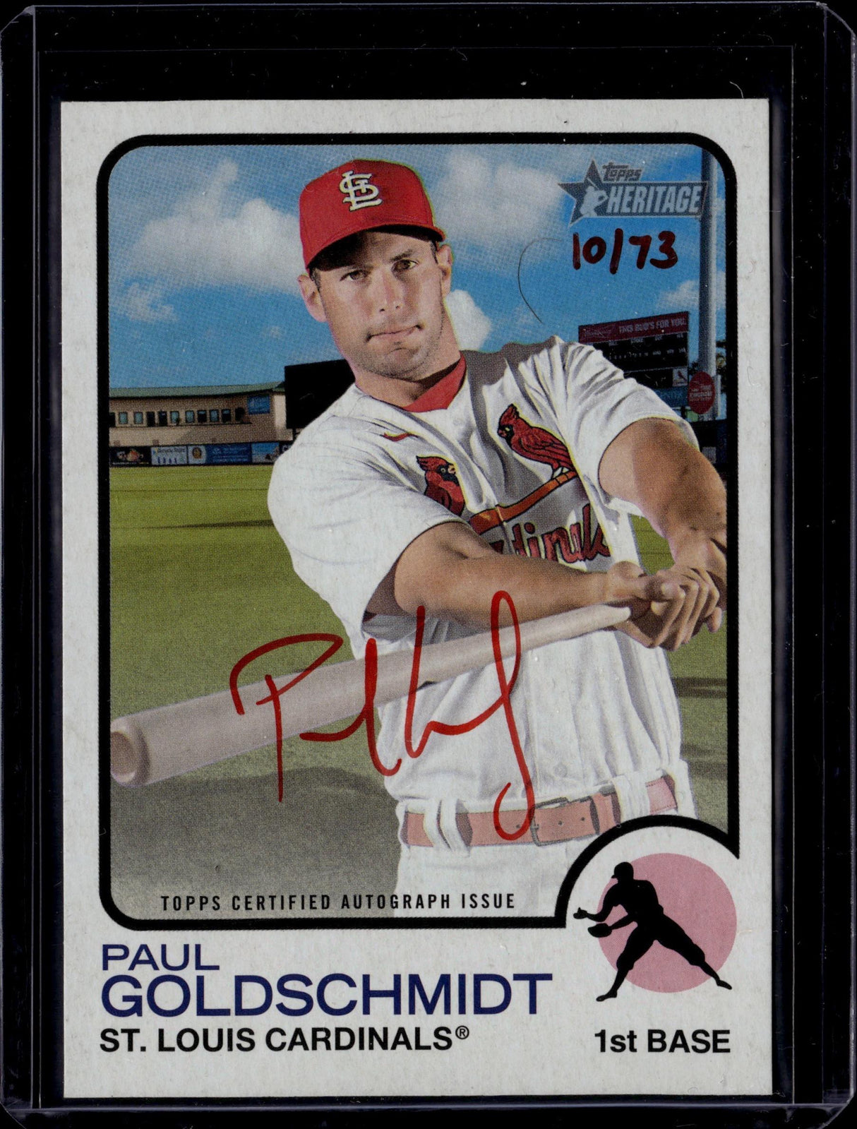 2022 Topps Heritage Paul Goldschmidt Auto Special Edition Red Ink /73