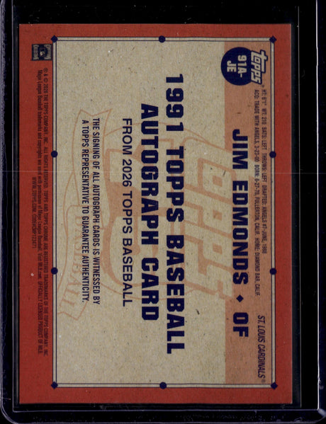 2026 Topps Jim Edmonds 35th Anniversary Auto