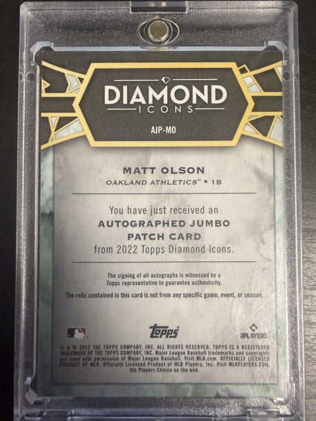 2023 Topps Diamond Icons Matt Olsen Jumbo Autograph Patch Red /5
