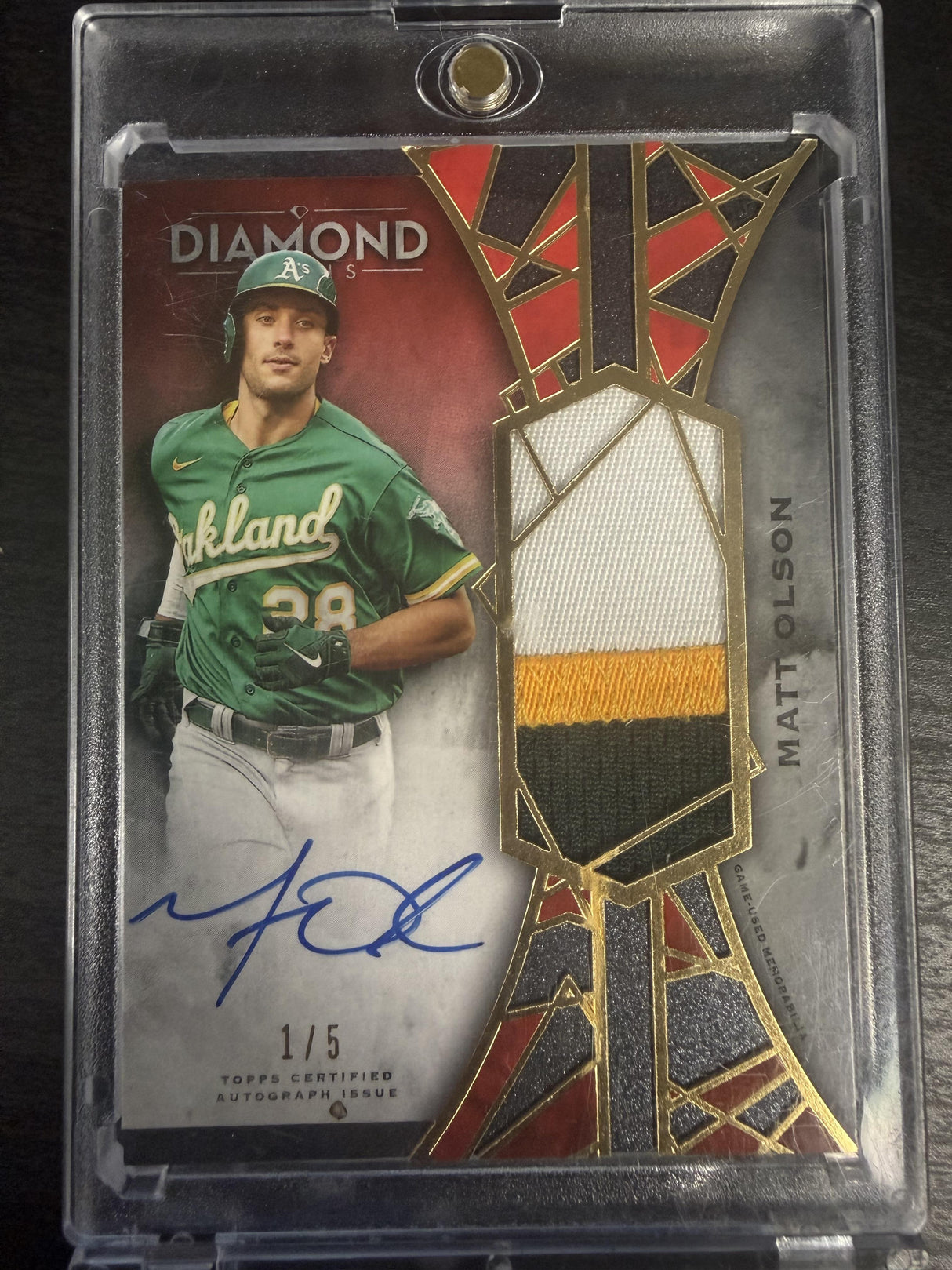 2023 Topps Diamond Icons Matt Olsen Jumbo Autograph Patch Red /5