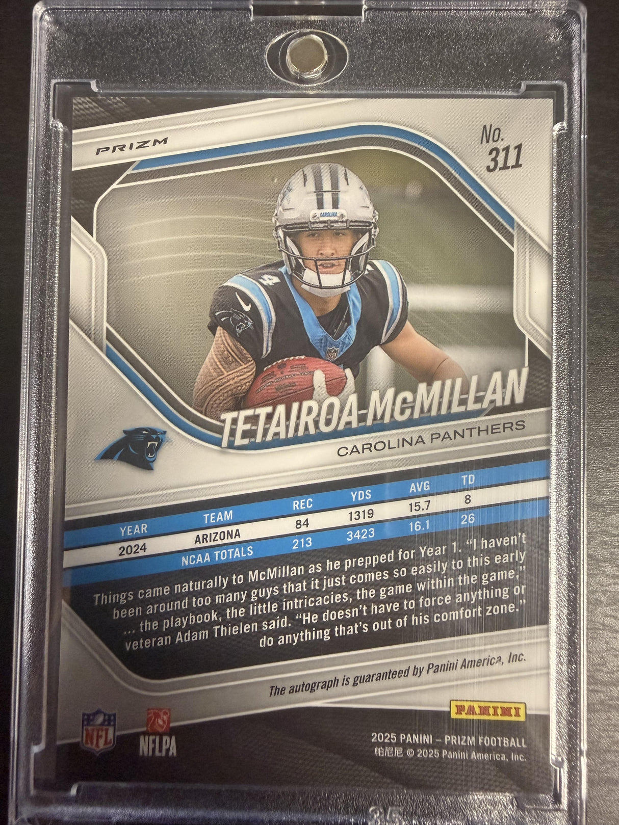2025 Panini Prizm #311 Tetairoa McMillan Prizm Autographs Silver