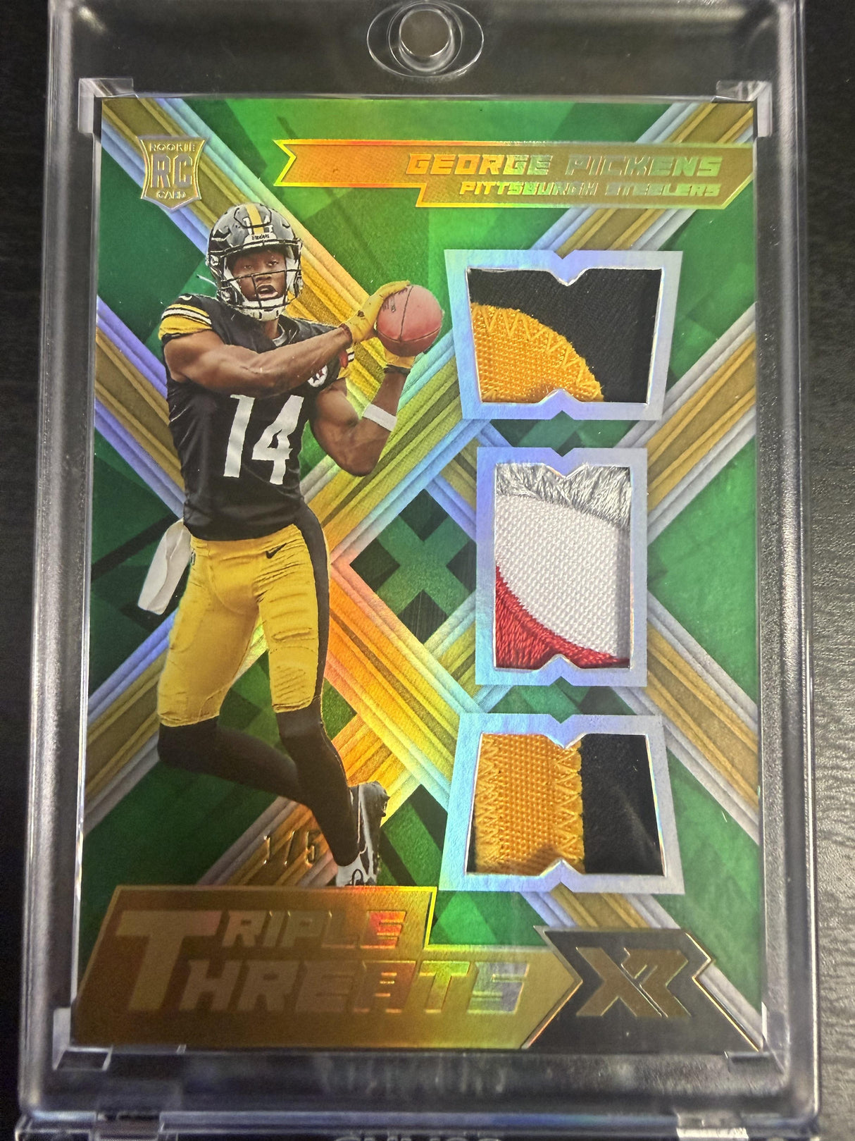 2022 Panini XR George Pickens Rookie Triple Threats Materials Green /5