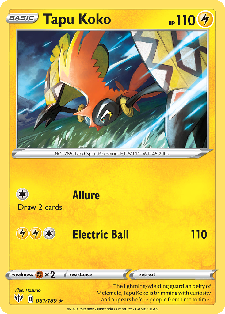 Tapu Koko (61/189) - [Holo Foil] Darkness Ablaze (DAA)