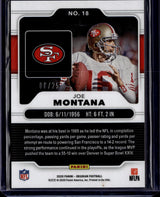 2020 Panini Obsidian #18 Joe Montana Electric Etch Yellow