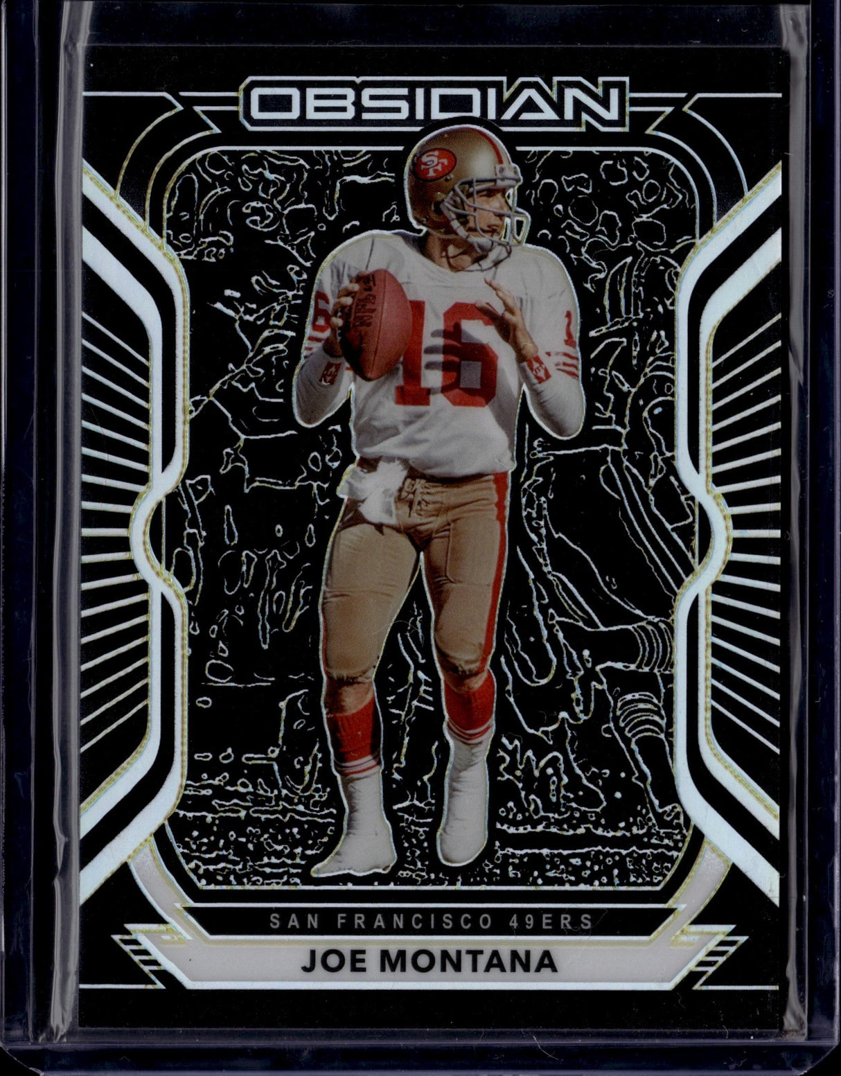 2020 Panini Obsidian #18 Joe Montana Electric Etch Yellow