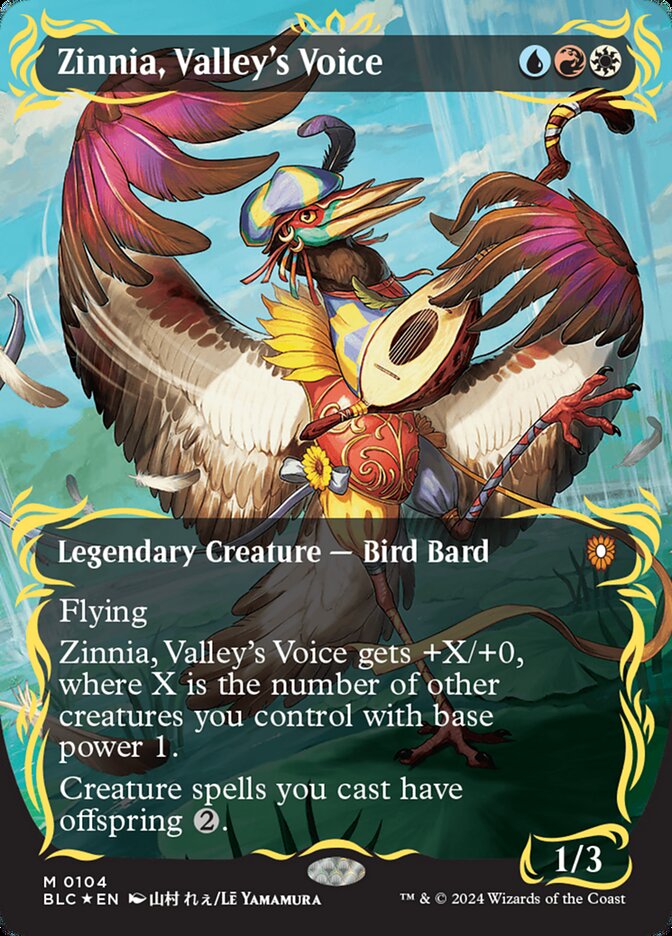 Zinnia, Valley's Voice - [Raised Foil, Borderless] Bloomburrow Commander (BLC)