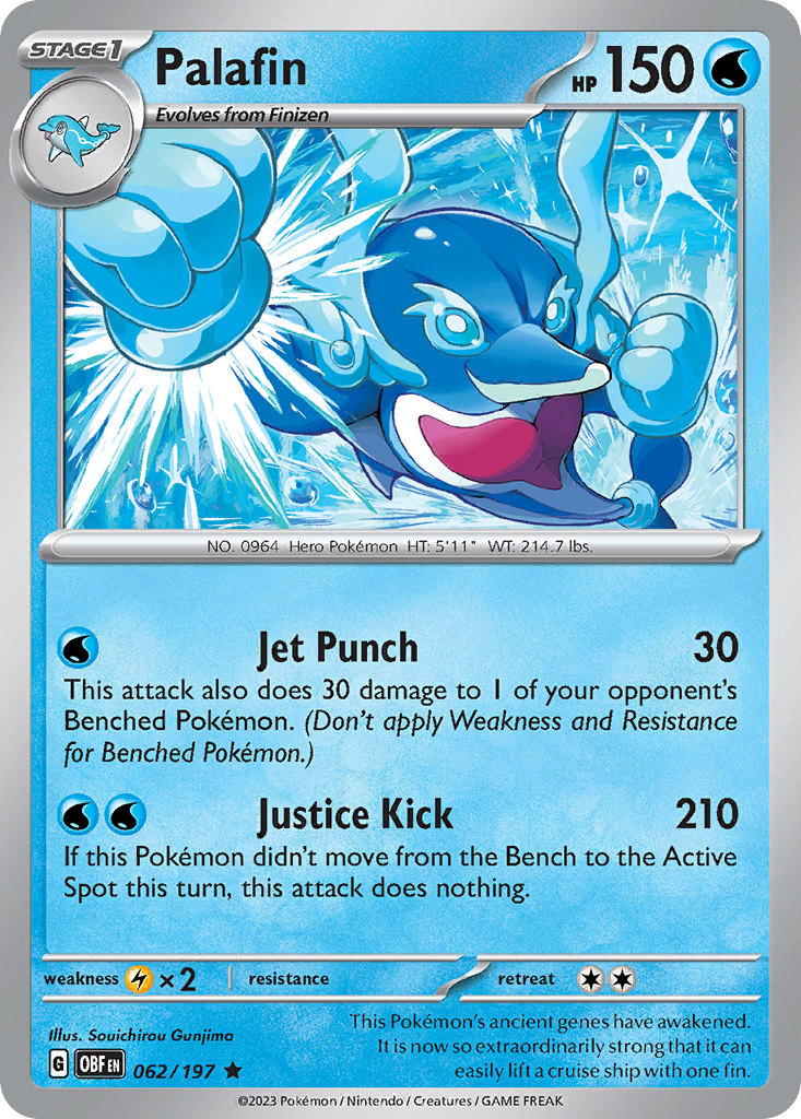 Palafin (62/197) - [Reverse Holo] Obsidian Flames (OBF)