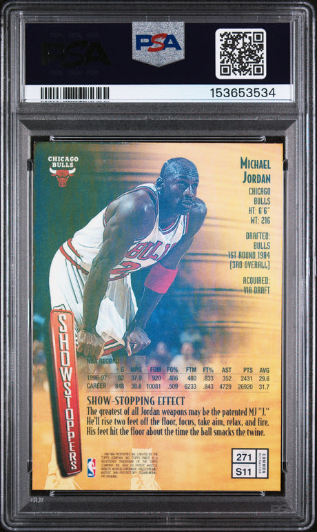 1997 Finest #271 Michael Jordan Refractor W/Coating PSA 8