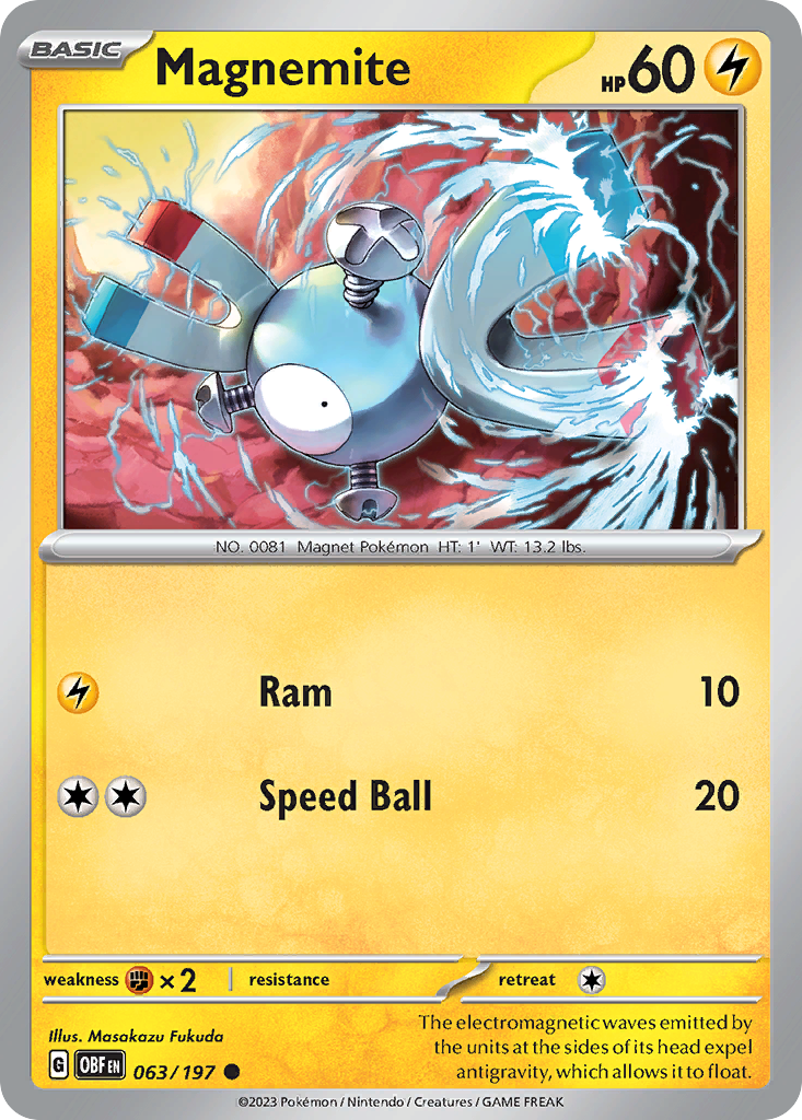 Magnemite (63/197) - [Reverse Holo] Obsidian Flames (OBF)