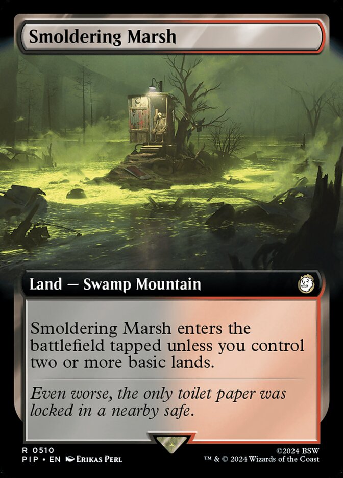 Smoldering Marsh - [Foil, Extended Art] Fallout (PIP)