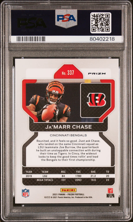 2021 Panini Prizm #337 Ja’marr Chase Red Ice PSA 9