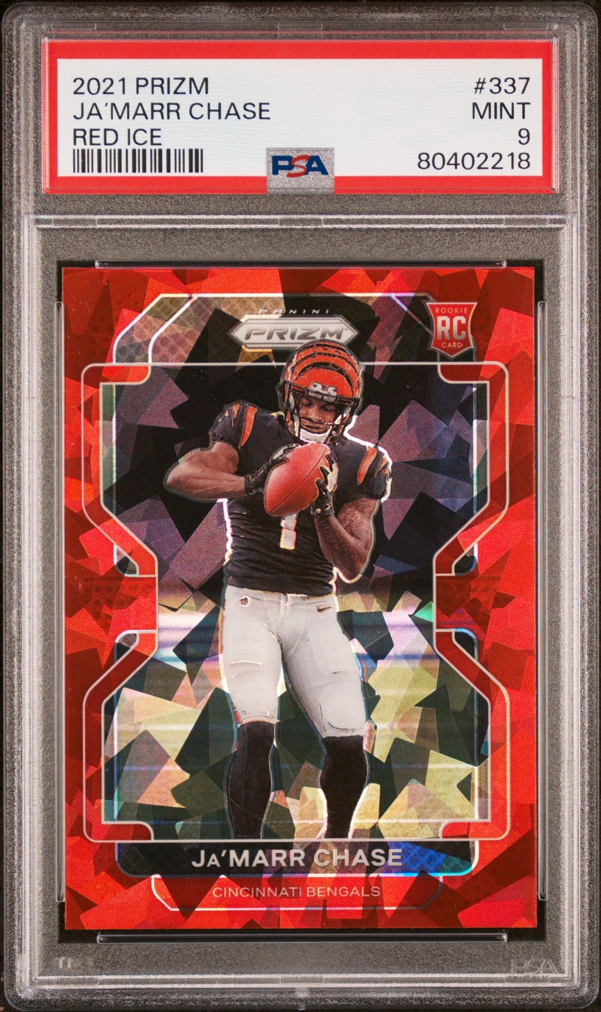 2021 Panini Prizm #337 Ja’marr Chase Red Ice PSA 9