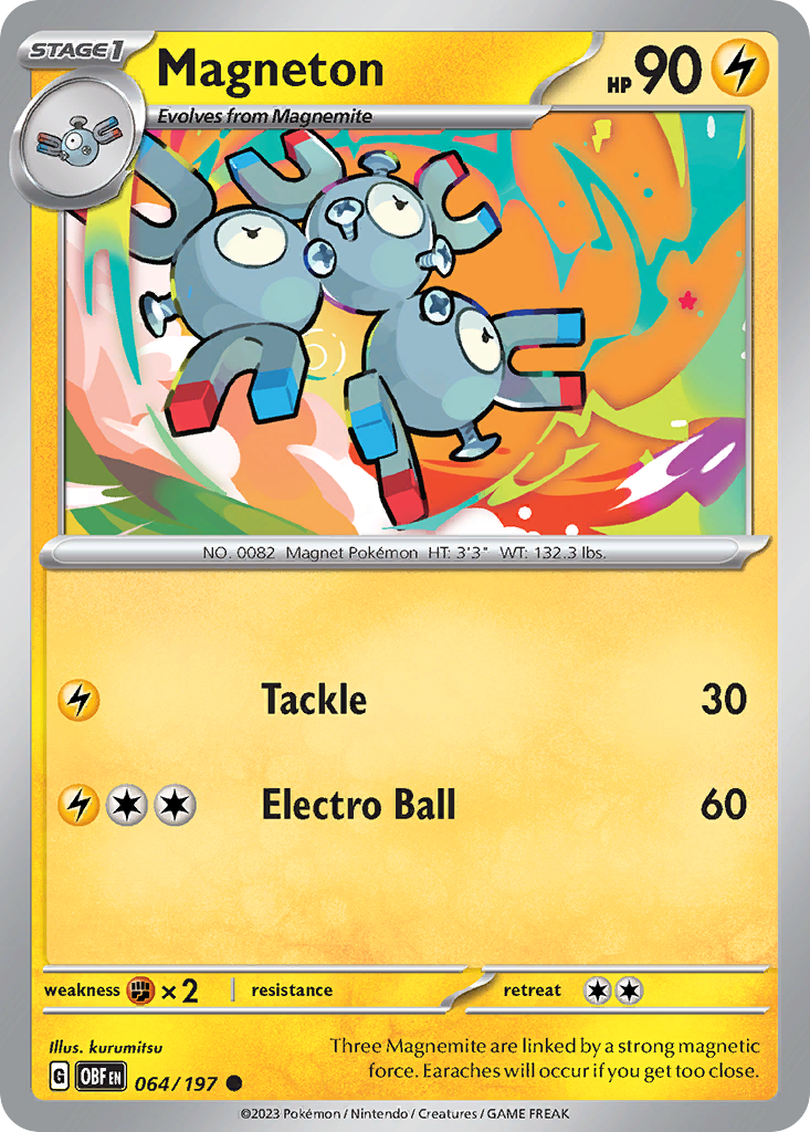 Magneton (64/197) - [Reverse Holo] Obsidian Flames (OBF)