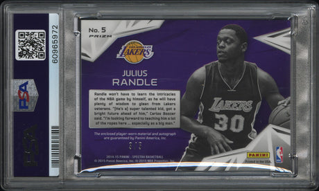 2014 Panini Spectra Superstar Material Prizm Julius Randle Green /5 PSA 8
